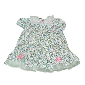 Vintage somersaults dress size 3T floral, short sleeve, lace accents, cotton